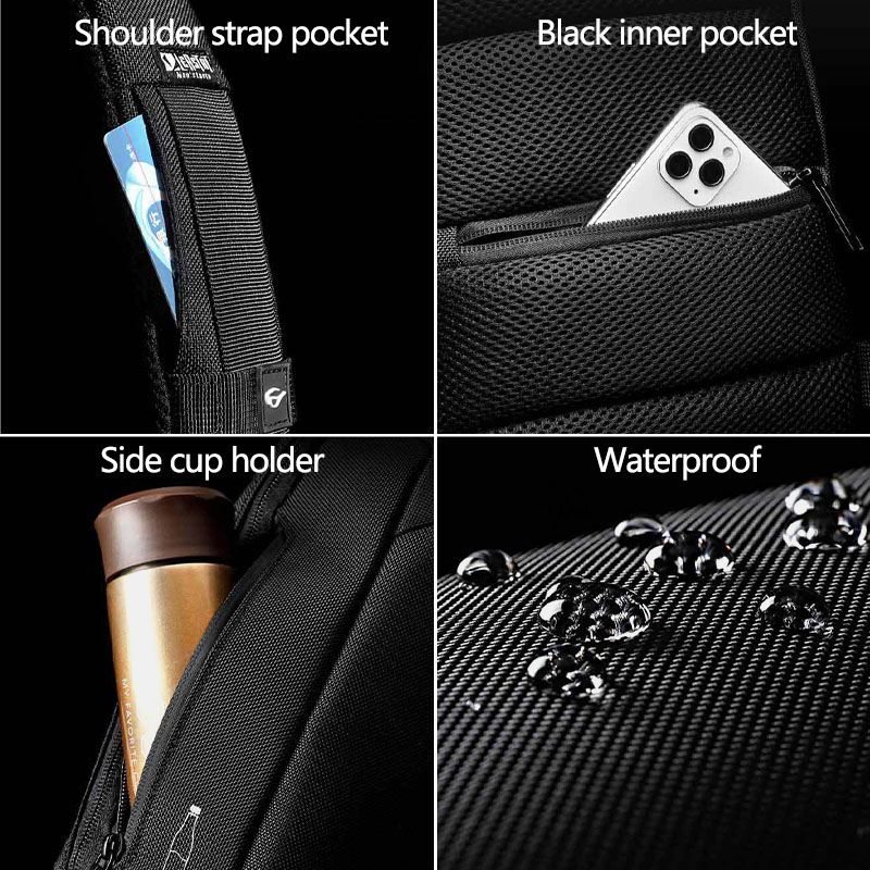 Mænd Oxford Adgangskodelås Anti-tyveri Reflekterende Strip Design Vandtæt Multi-lommer Crossbody Sling Bag Brysttaske
