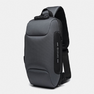 Mænd Oxford Adgangskodelås Anti-tyveri Vandtæt Reflekterende Design Crossbody-taske Multi-rum Usb-opladningsbrystetaske