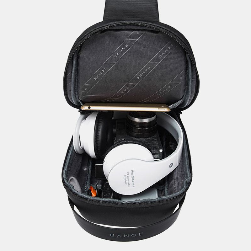 Mænd Oxford Cloth Multi-carry Casual Ensfarvet Business Skuldertaske Brysttaske Med Usb-opladning