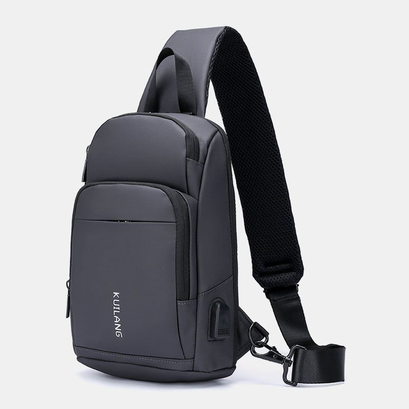 Mænd Oxford Stor Kapacitet Usb-opladningsbrysttaske Mode Casual Wild Bus Card Lommedesign Crossbody-taske Skuldertaske