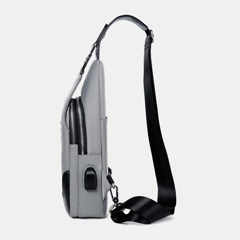 Mænd Oxford Vandtæt Slidstærk Multifunktions Brysttaske Usb-opladning Multi-pocket Crossbody Skuldertaske