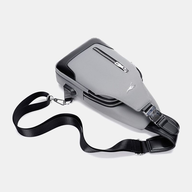 Mænd Oxford Vandtæt Slidstærk Multifunktions Brysttaske Usb-opladning Multi-pocket Crossbody Skuldertaske