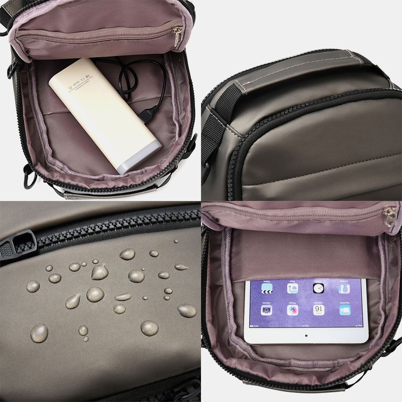Mænd Polyester Multi-carry Medium Kapacitet Med Usb-opladning Brysttaske Skuldertaske