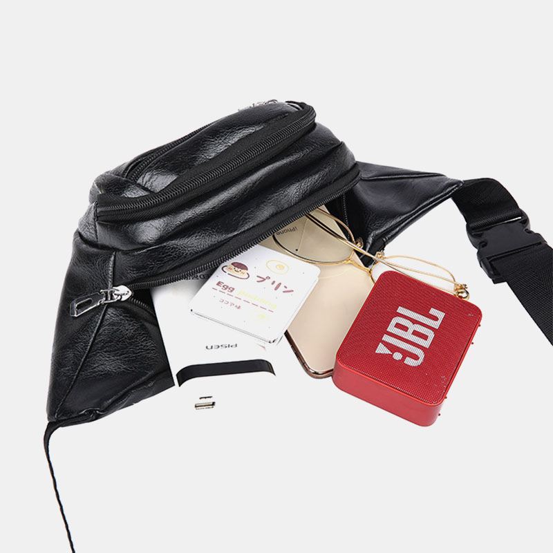 Mænd Pu Læder Anti-tyveri Multifunktionel Multi-lomme 6.5 Tommer Telefontaske Taljetaske Brysttaske Crossbody-tasker