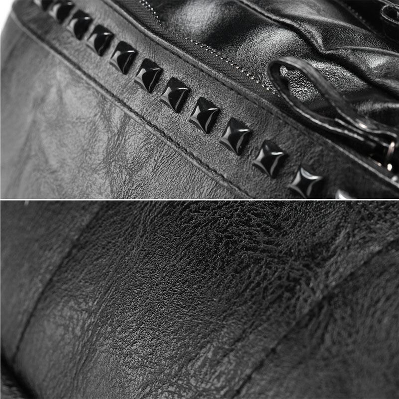 Mænd Pu-læder Brysttaske Med Stor Kapacitet Retro Vandtætte Nitter Dekorer Crossbody-skuldertaske