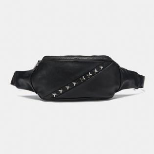 Mænd Pu-læder Multifunktion Anti-tyveri Lomme Taljetaske All-match Nitte Dekorer Vandtæt Brysttaske Crossbody Taske