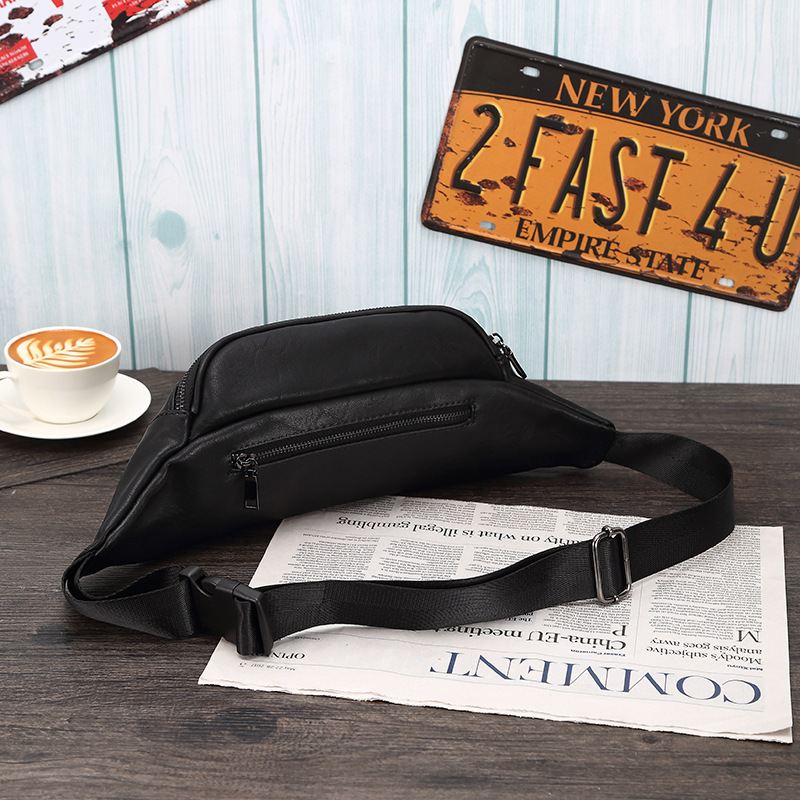 Mænd Pu-læder Multifunktion Anti-tyveri Lomme Taljetaske All-match Nitte Dekorer Vandtæt Brysttaske Crossbody Taske