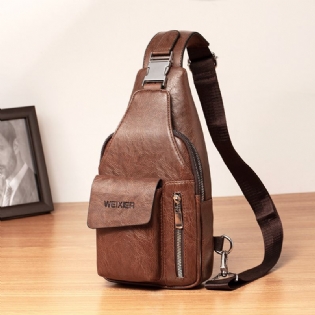 Mænd Pu Læder Multifunktionel Stor Kapacitet Vandtæt 6.5 Tommer Telefontaske Brysttaske Crossbody Tasker