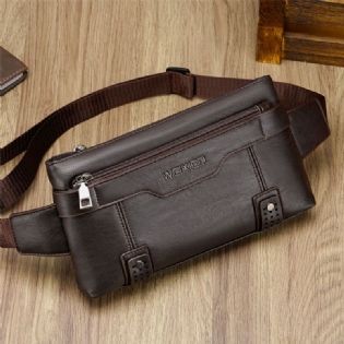 Mænd Pu-læder Vandtæt Brysttaske Med Stor Kapacitet Outdoor Outing 6.5 Tommer Telefontaske Crossbody-tasker Skuldertaske