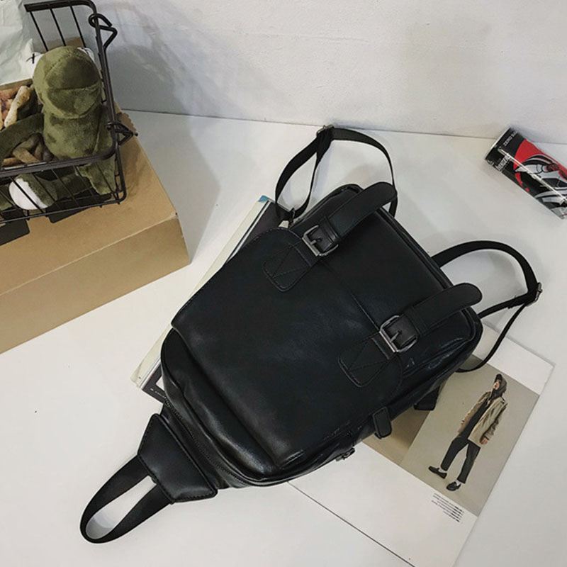 Mænd Retro Øretelefon Hul Multi-carry Usb Opladning Multi-layers Vandtæt Crossbody Taske Bryst Taske Sling Bag