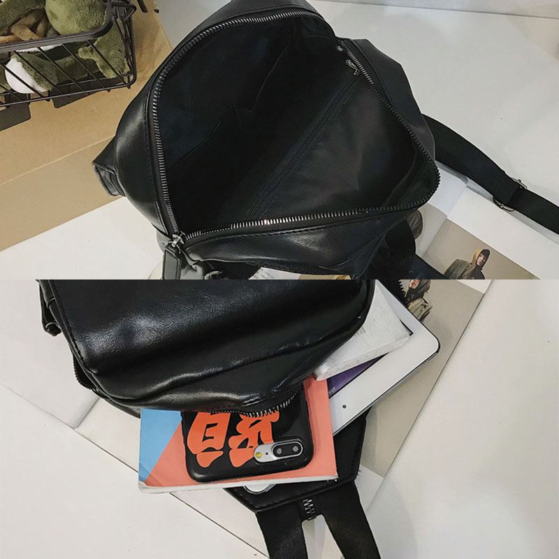 Mænd Retro Øretelefon Hul Multi-carry Usb Opladning Multi-layers Vandtæt Crossbody Taske Bryst Taske Sling Bag