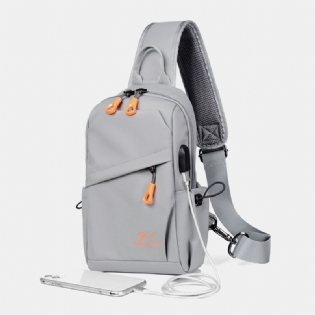 Mænd Stor Kapacitet Multi-pocket Vandtæt Brysttaske Casual Sport Usb-opladning Crossbody Skuldertaske