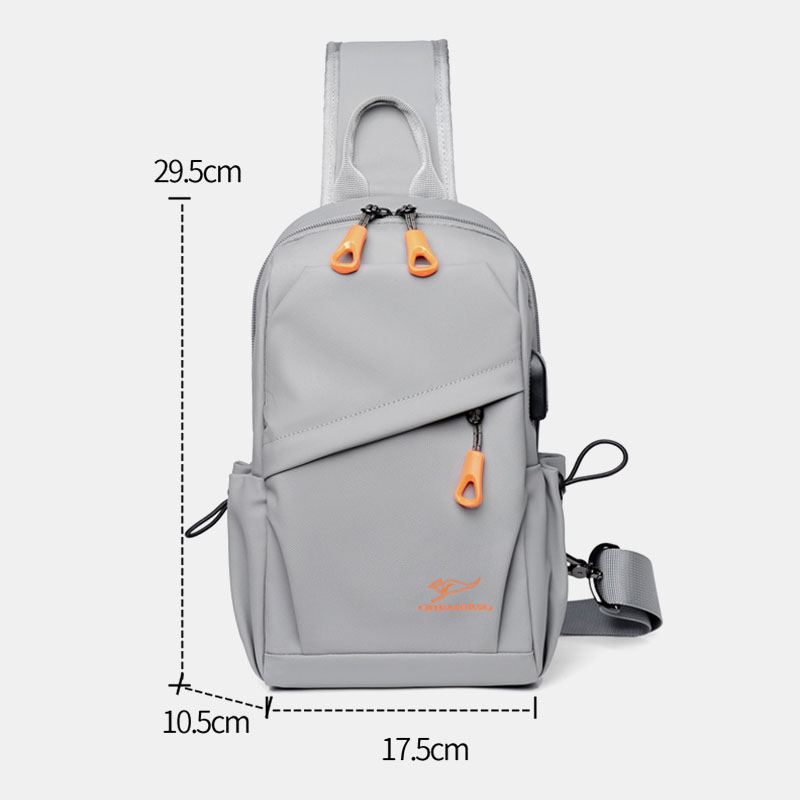 Mænd Stor Kapacitet Multi-pocket Vandtæt Brysttaske Casual Sport Usb-opladning Crossbody Skuldertaske