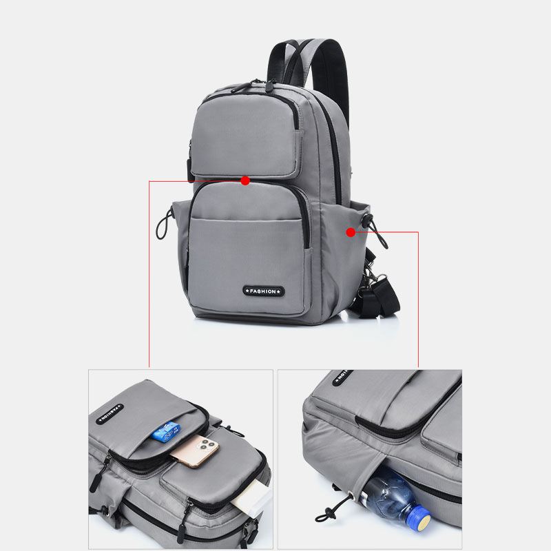 Mænd Usb-opladning Multi-carry Multi-layers Vandtæt Crossbody Bag Brysttaske Sling Bag Rygsæk