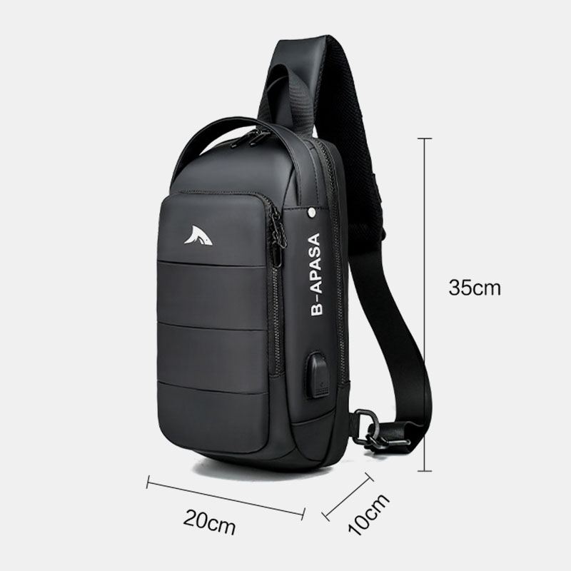 Mænd Usb-opladning Vandtæt Stor Kapacitet Casual Brysttaske Skuldertaske Crossbody-taske