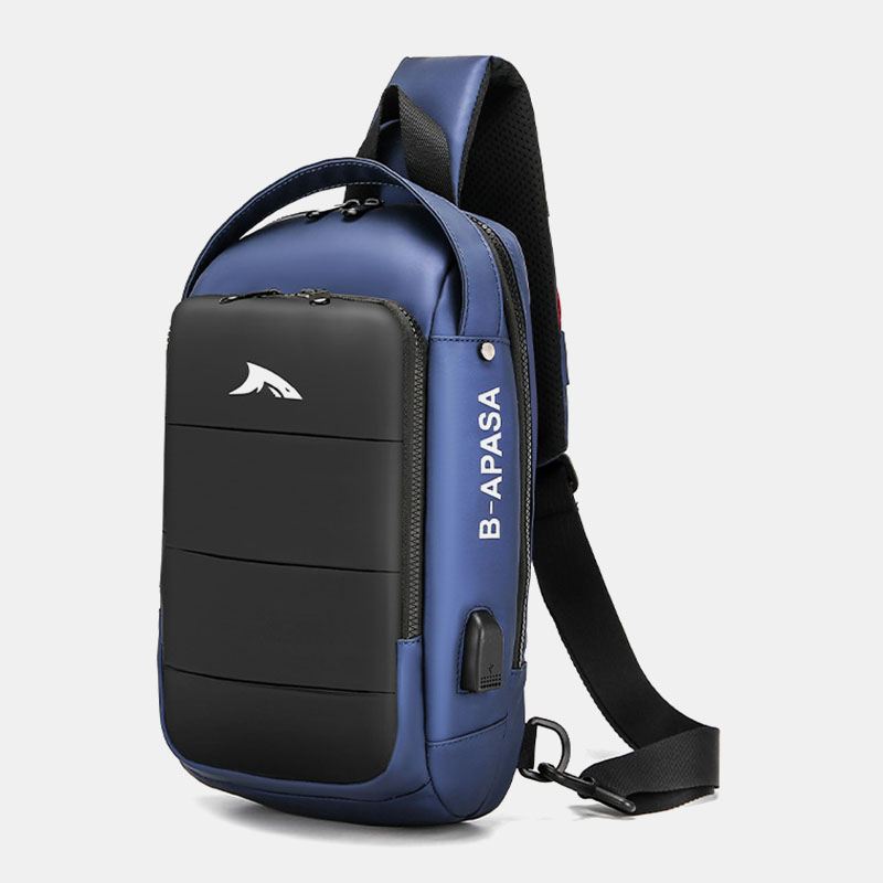 Mænd Usb-opladning Vandtæt Stor Kapacitet Casual Brysttaske Skuldertaske Crossbody-taske