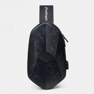 Unisex Klassisk 3d Rhombus Design Usb-opladningsbrysttaske Multi-lommer Vandtæt Bærbar All-match Crossbody-tasker Med Fuld Tekstur