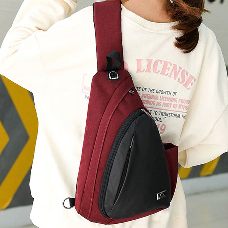 Unisex Nylon Letvægts Kontrastfarve Casual Udendørs Rejser Multi-carry Skuldertaske Crossbody Taske Brysttaske