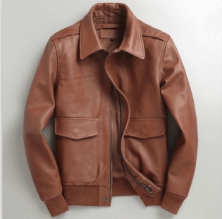 Ægte Læder Mænds Casual Youth Kort Slim-fit Læderjakke