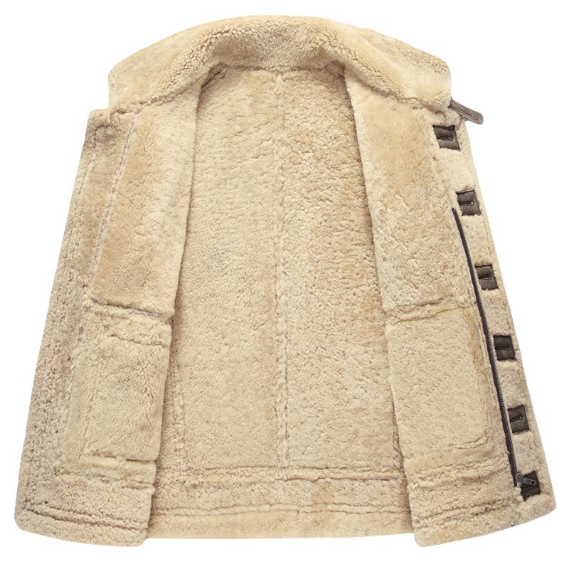 Herre Biker Jacket Big Pocket Shearling Imiteret Læder
