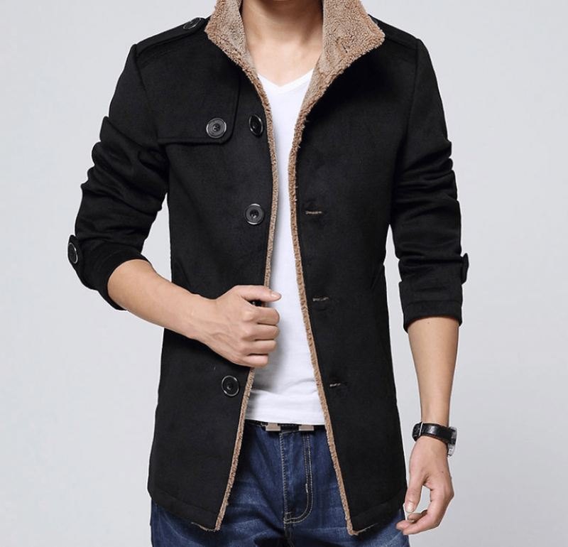Slim-fit Plus Velvet Herrefrakke Koreansk Herre Vindjakke Lammeuld Herre Uldstof