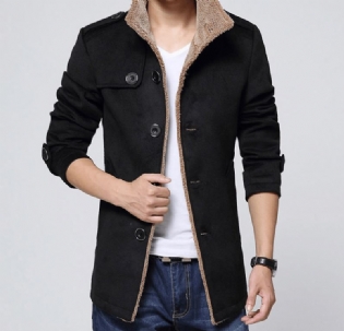 Slim-fit Plus Velvet Herrefrakke Koreansk Herre Vindjakke Lammeuld Herre Uldstof