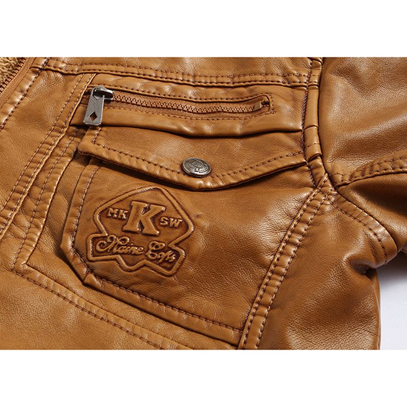 Vintage Thicken Moto Pu Casual Jakke