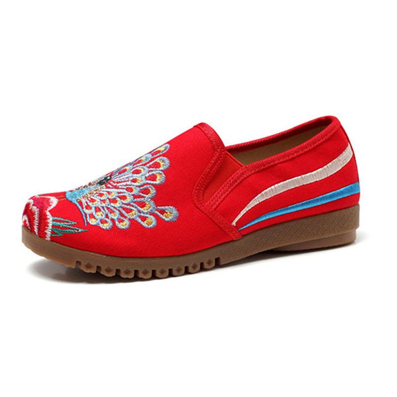 Dame Loafers Blomster Slip On Flat Casual Sko