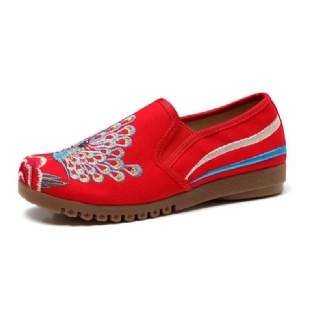 Dame Loafers Blomster Slip On Flat Casual Sko