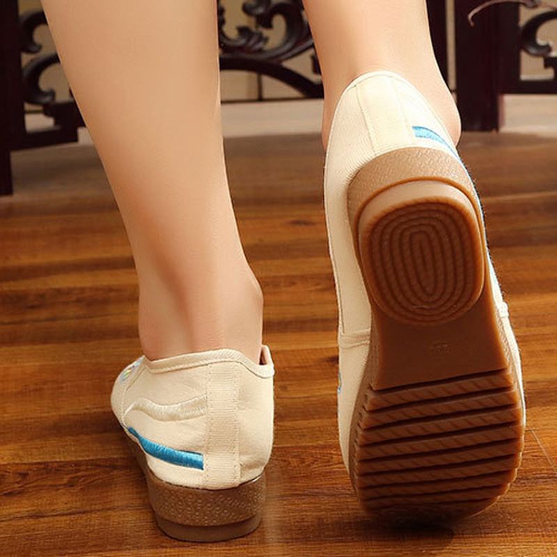 Dame Loafers Blomster Slip On Flat Casual Sko