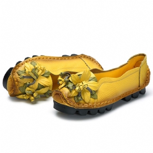 Håndlavede Blomsterloafers I Ægte Læder