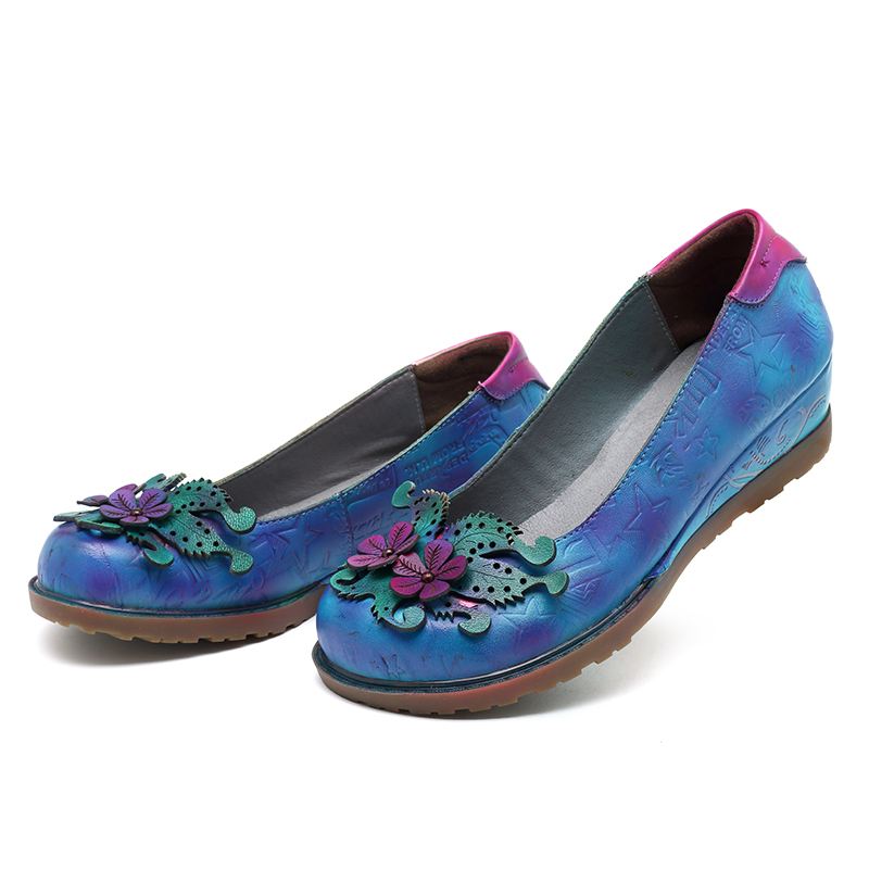 Håndlavede Retro Casual Flats Loafers I Læder