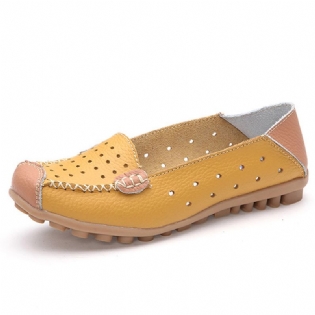 Kvinder Ægte Læder Casual Flade Sko Slip-on Fritidssko Åndbar Balletsko