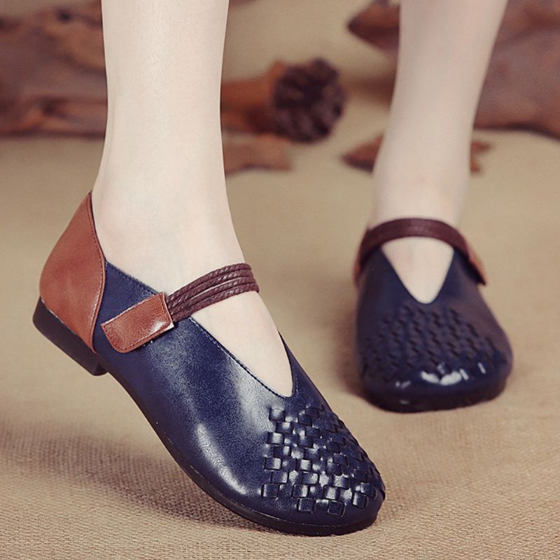 Kvinder Ægte Læder Strikket Casual Hook Loop Flats