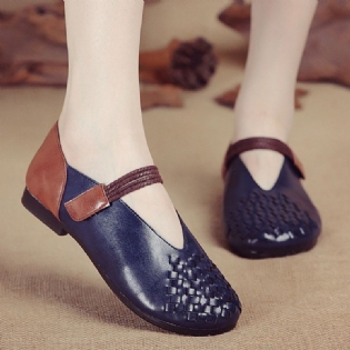 Kvinder Ægte Læder Strikket Casual Hook Loop Flats