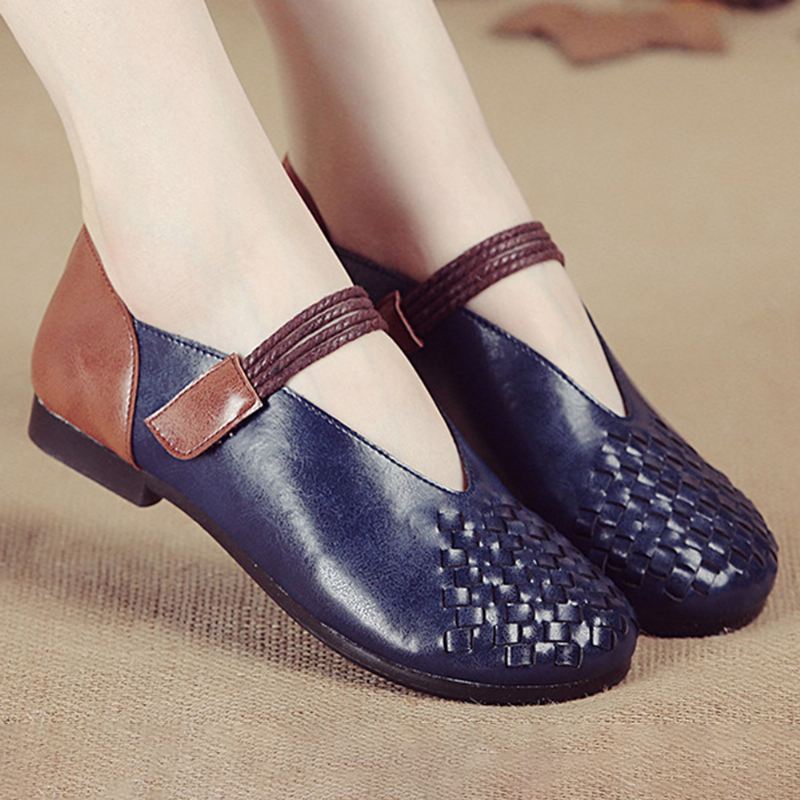 Kvinder Ægte Læder Strikket Casual Hook Loop Flats