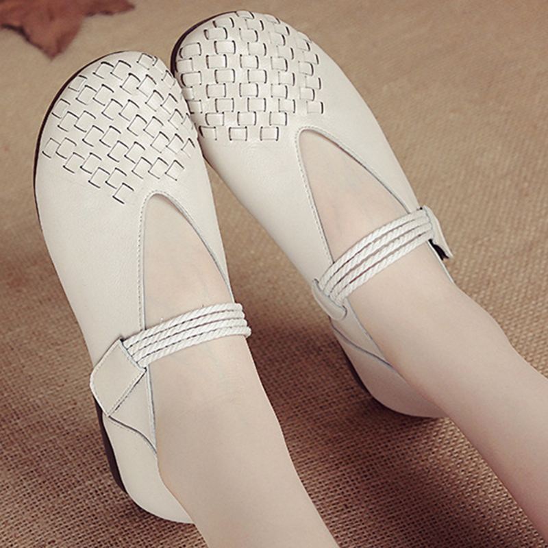 Kvinder Ægte Læder Strikket Casual Hook Loop Flats
