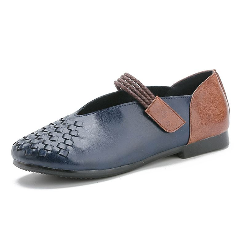 Kvinder Ægte Læder Strikket Casual Hook Loop Flats