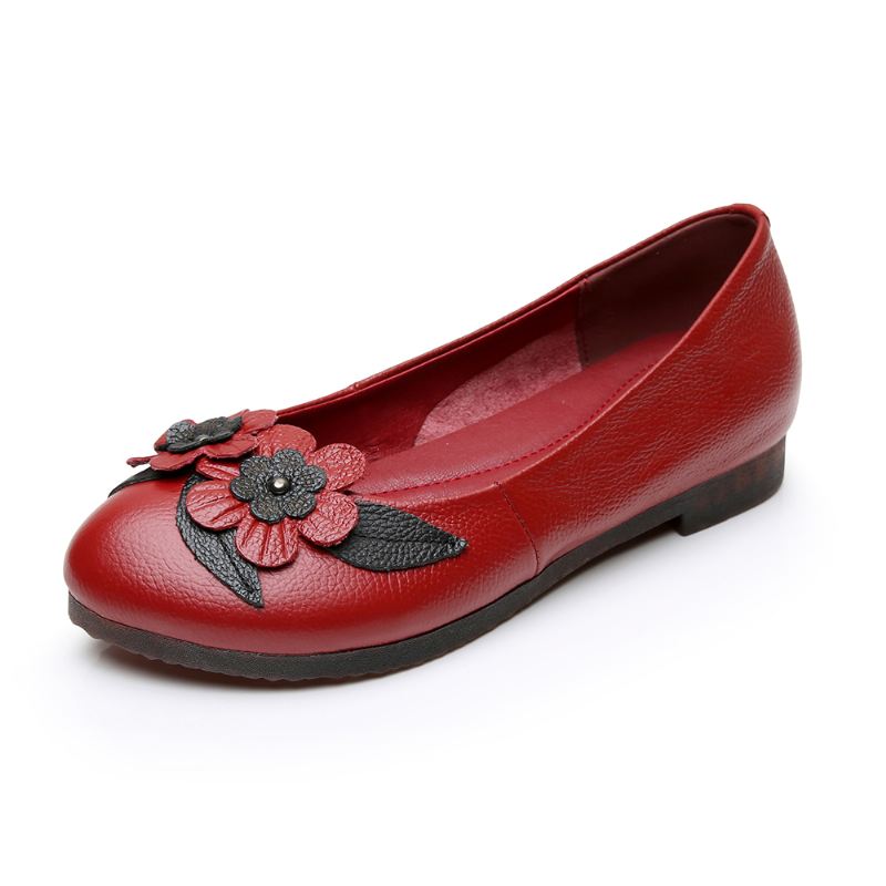 Kvinder Blomster Decor Sole Bløde Læder Loafers
