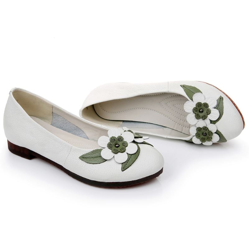 Kvinder Blomster Decor Sole Bløde Læder Loafers