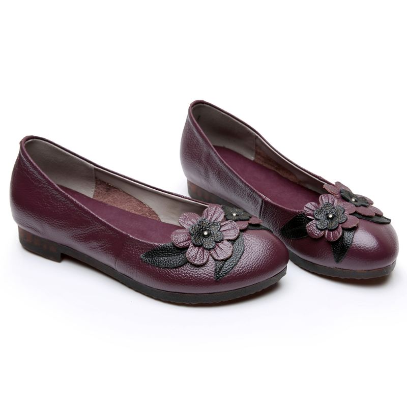 Kvinder Blomster Decor Sole Bløde Læder Loafers