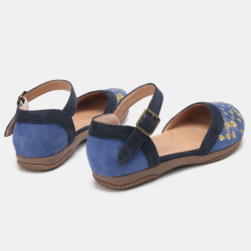 Kvinder Blomsterbroderi Blød Sål Skridsikre Casual Flats
