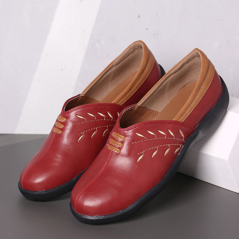 Kvinder Blomstermønster Casual Bløde Læder Walking Loafers