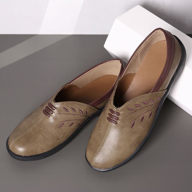 Kvinder Blomstermønster Casual Bløde Læder Walking Loafers