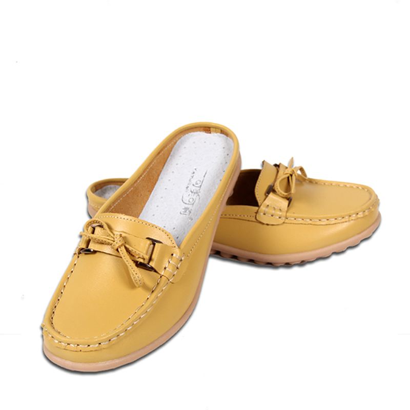 Kvinder Casual Blødt Læder Slip-ons Bowknot Chic Flat Loafers