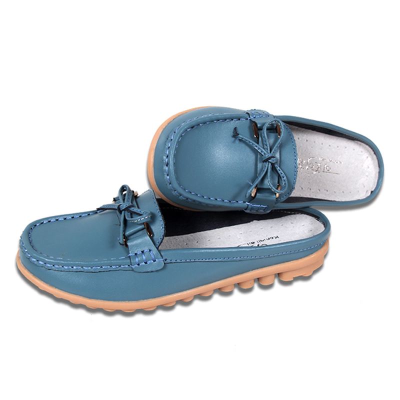 Kvinder Casual Blødt Læder Slip-ons Bowknot Chic Flat Loafers
