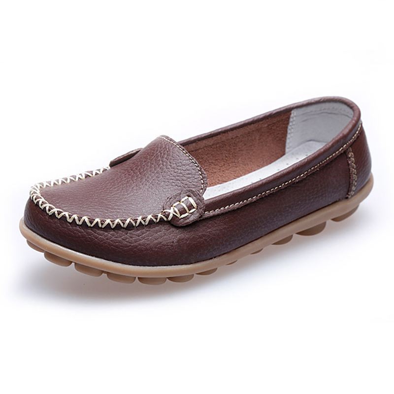 Kvinder Casual Flats Runde Toe Loafers Soft Sole Slip On Flat Loafers