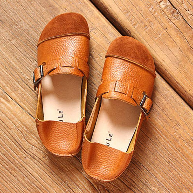 Kvinder Casual Slip-on Bløde Lædersko Udendørs Low Top Flat Loafers