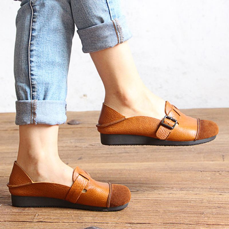 Kvinder Casual Slip-on Bløde Lædersko Udendørs Low Top Flat Loafers