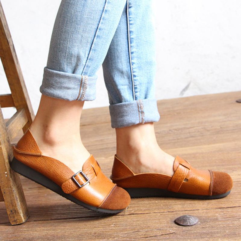 Kvinder Casual Slip-on Bløde Lædersko Udendørs Low Top Flat Loafers